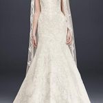 Oleg Cassini  satin lace strapless trumpet beaded wedding‎ dress 6 Photo 0
