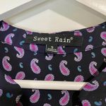 Sweet Rain Women’s Short Sleeve Roll Tab Top Purple Paisley Size Small EUC Photo 2