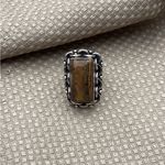 LG TIGERS EYE GEMSTONE RING STERLING SILVER OVERLAY 925 Size 8 Photo 4