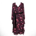 Eloquii  Elements Women's Chiffon Midi Plus Dress Size 18  with Belt NWT Photo 2