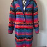 Pioneer Wear Vintage Trench Coat Jacket Aztec Long Wool Colorful Boho Large Red Photo 4