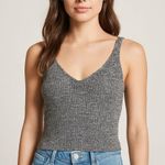 Forever 21 Gray Ribbed Knit Tank Top Small Stretchy V-Neck Cami Photo 0
