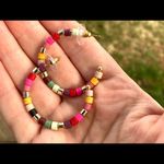 Multi color beaded semi hoop earrings Photo 2