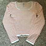 One Step Up Orange and White Striped Scoop Neck Long Sleeve  Photo 0