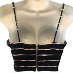 RED VTG Y2K Saks Fifth Avenue Navy White Crop Top Sz. L Exposed Back Zipper Photo 2