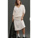 Anthropologie By Oversized Deep V-Neck Eyelash Tunic Ivory Sweater Size Large Photo 2