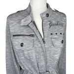 Majestic NWOT M New York Yankees Knit Jacket Sweater Gray Cinch Waist Photo 1