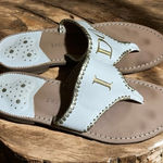 Jack Rogers  Embroidered Wedding "I Do" Leather Thong Sandals Size 10‎ Photo 0