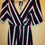 Trixxi Black Romper with Bold White and Red Stripes Photo 2
