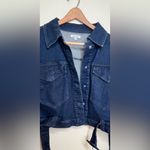 Good American  DarkWash 70’s Icon Belted Crop Denim Jacket, Sz 5,  XXL. NWT Photo 2