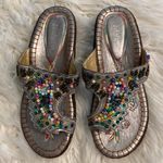 JohnFashion Sandals size 7 BNWOT color silver with lots of beads so cute Photo 11