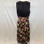 Vintage empire waist black floral midi dress size 14 Photo 2