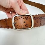 Aeropostale  Scalloped Laser Cut Leather‎ Belt Brown 1.5" Size L Photo 1