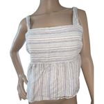 Lucky Brand  Square Neck Linen Blend Cropped Loose Fit Striped Tank Photo 0