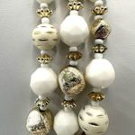 West Germany white and gold tone vintage triple strand necklace Photo 9