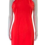 Amanda Uprichard Portia Hot Coral Halter Sheath Dress Size Large Photo 0