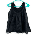 Frame  size XS black tank top sleeveless blouse 100% ramie flowy‎ loose fit Photo 0