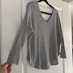 Charlotte Russe Silver Waffle V neck Long Sleeve Size Small Photo 5