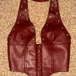 Princess Polly  Palladia PU Jordy Corset Burgundy Photo 0