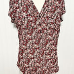 Soho New York & Company Women's Floral Split V-neck 3-Button Blouse Red Medium Photo 0