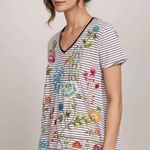 Johnny Was Sheri Everyday Striped Tee Size Medium Photo 1