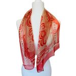 Vintage 60's 70's Red & Gray Cream Swirls & Dots Pattern Retro 16x40‎ Photo 4