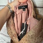 Lulus  Stolen Moments Dusty Pink Lace-Up Lace Maxi Dress Lg NWT Photo 2