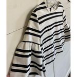 ZARA  Trafaluc Crop Top White Black Stripe Flared Sleeves L - EUC Photo 5