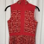 Toccin(NY) Pink&Orange Hibiscus Geotile Tie Neck Pleated Midi Dress Sz.4 Orange Photo 10