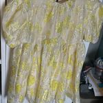 Sister Jane Womens Yellow Metallic Gloss Oversized Babydoll Mini Smock Dress Sm. Photo 3