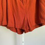 Modcloth  Womens Plus Size‎ 18W Orange Linen Blend High Waist Pleated Shorts Photo 2