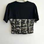 Black Lace Sweetheart Ruched Top, Women’s Floral Lace Overlay Blouse, Size Small Photo 8