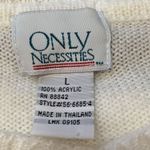 Vintage 90s Off White Knit Cardigan Sweater Crochet Diamond Pattern Long Sleeve Size L Photo 7