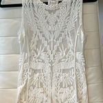 Laundry by Shelli Segal  women XS white embroidery top see through mesh tank long Photo 0