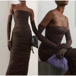 NWOT Alex Perry Haines gown with gloves brown Size 6 Photo 12