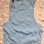 Blue Cropped Ripped Workout Tank Size L Photo 0