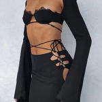 White Fox Boutique WHITE FOX Level Up Long Sleeve Crop Black Photo 0