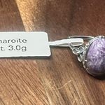 Solid 925 Sterling Silver Natural Purple Charoite Gemstone Adjustable Ring Photo 0