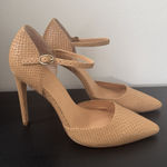 Halston Heritage Women’s Cream Tan Snake Print Stilleto Heels Size 8.5 Photo 0