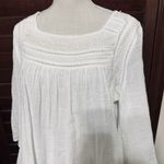 Cynthia Rowley  Gauzy Blouse Sz L Cream Boho Peasant Top Cotton Romantic Cottage Photo 1
