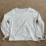 a.n.a . Gray Striped long sleeve shirt, size XL, elastic wrists with ties Photo 0