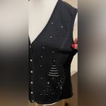 Hampshire Studio Women’s Size XL Vintage Christmas Trees Black Sweater Vest Photo 3