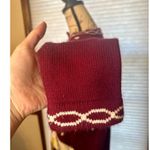 VINTAGE Joyce Medium Burgundy Cardigan with landscape & heart/dots Red Photo 6