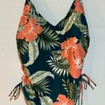 Kona Sol Orange and Green One Piece Swimsuit with Tropical Print Photo 0