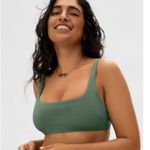 Everlane  The Square Neck Bikini Top in Green L NWT Photo 0
