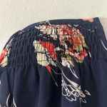 Fun2Fun  Women's Blouse Navy Floral Split Neck Long Sleeve Top S Small NWOT Photo 5