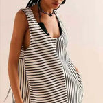 Free People NEW  Julie Striped Tunic Black White Stripe Oversized Cotton Tank‎ Photo 0