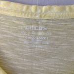 Chico's Tee Shirt Neon Yellow V Neck Stretch Side Slits Short Sleeve, Size M Photo 3
