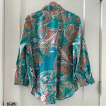 Hinson Wu Gemma Long Sleeve Teal Paisley Print Shirt Size S NWT Green Photo 4