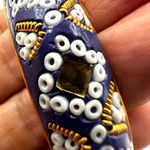 Blue beaded Indian mirrored bangle bracelet Photo 5